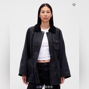 Gap Womens Waxed Barn Jacket, Black, Small